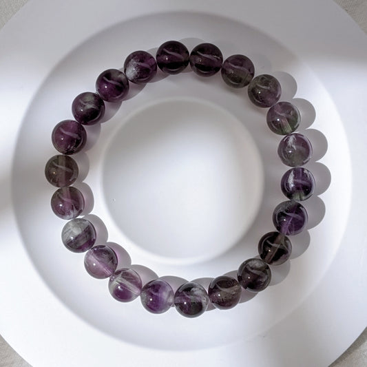 [MBFL03] Purple Fluorite Beaded Bracelet 紫羽毛螢石手串 8+mm