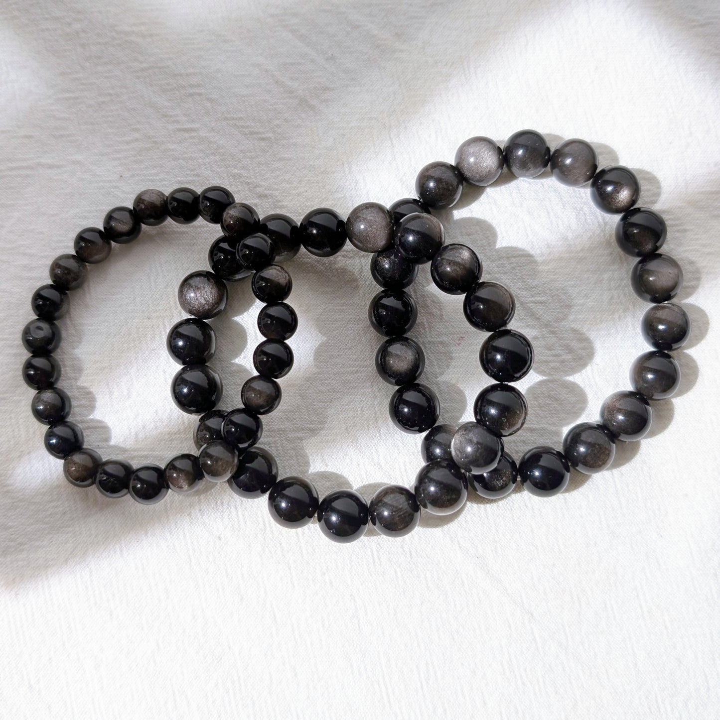 Silver Obsidian Beaded Bracelet 銀曜石 8-10mm