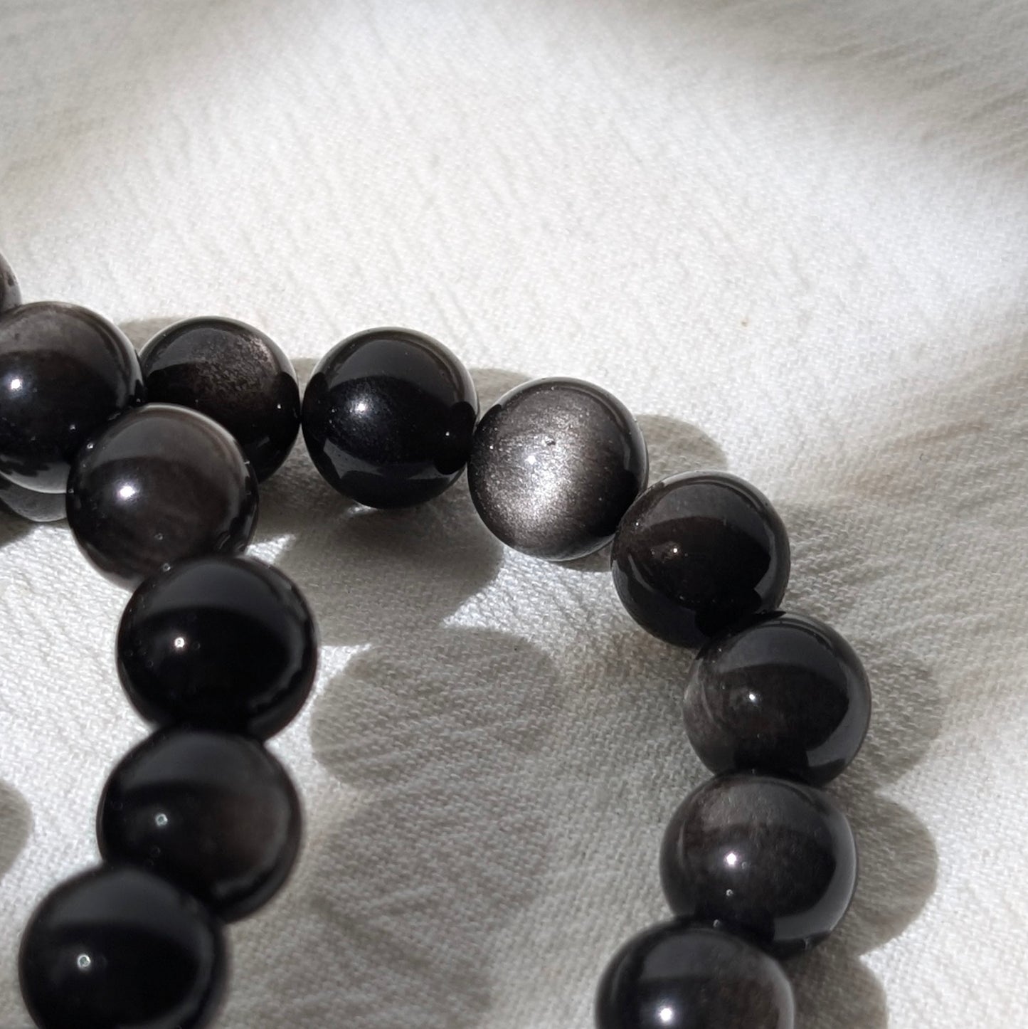 Silver Obsidian Beaded Bracelet 銀曜石 8-10mm