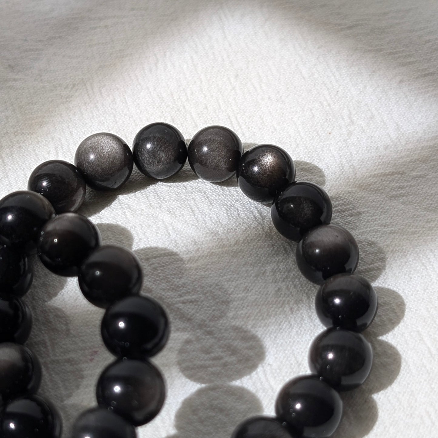 Silver Obsidian Beaded Bracelet 銀曜石 8-10mm