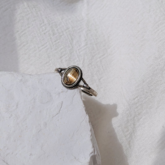 [MRGR01] Golden Rutilated Quartz Silver Ring 高品碟鈦晶銀戒指