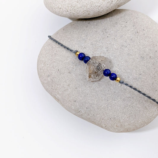 [MMHD01] Lapis Lazuli & Herkimer Diamond Bracelet 青金石閃靈鑽手繩