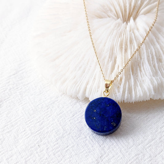 [MNLL03] Lapis Lazuli Pendant Necklace 老礦青金石小圓牌吊咀頸鍊