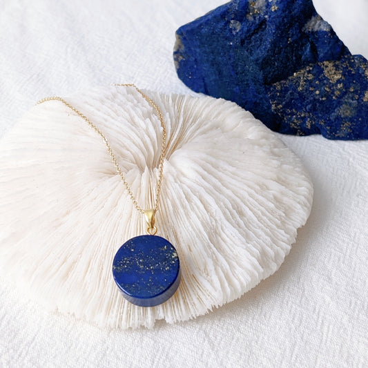 [MNLL02] Lapis Lazuli Pendant Necklace 老礦青金石小圓牌吊咀頸鍊