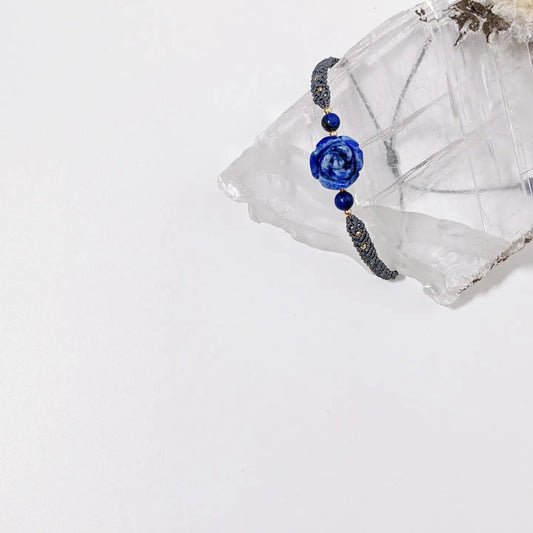 [MMLL02] Lapis Lazuli Rose Macrame Bracelet 青花紋青金石玫瑰手繩