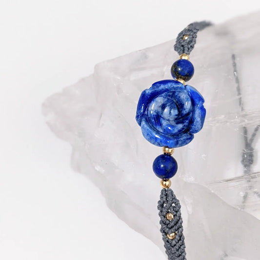 [MMLL02] Lapis Lazuli Rose Macrame Bracelet 青花紋青金石玫瑰手繩