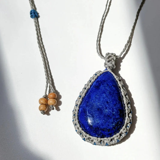 [MMLL03] Lapis Lazuli Pendant Macrame Long Necklace 青金石吊咀編織長頸鍊