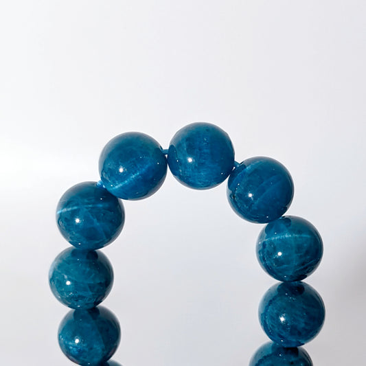 [MBAP03] Cat Eye Blue Apatite Beaded Bracelet 老礦貓眼藍磷灰 10+mm