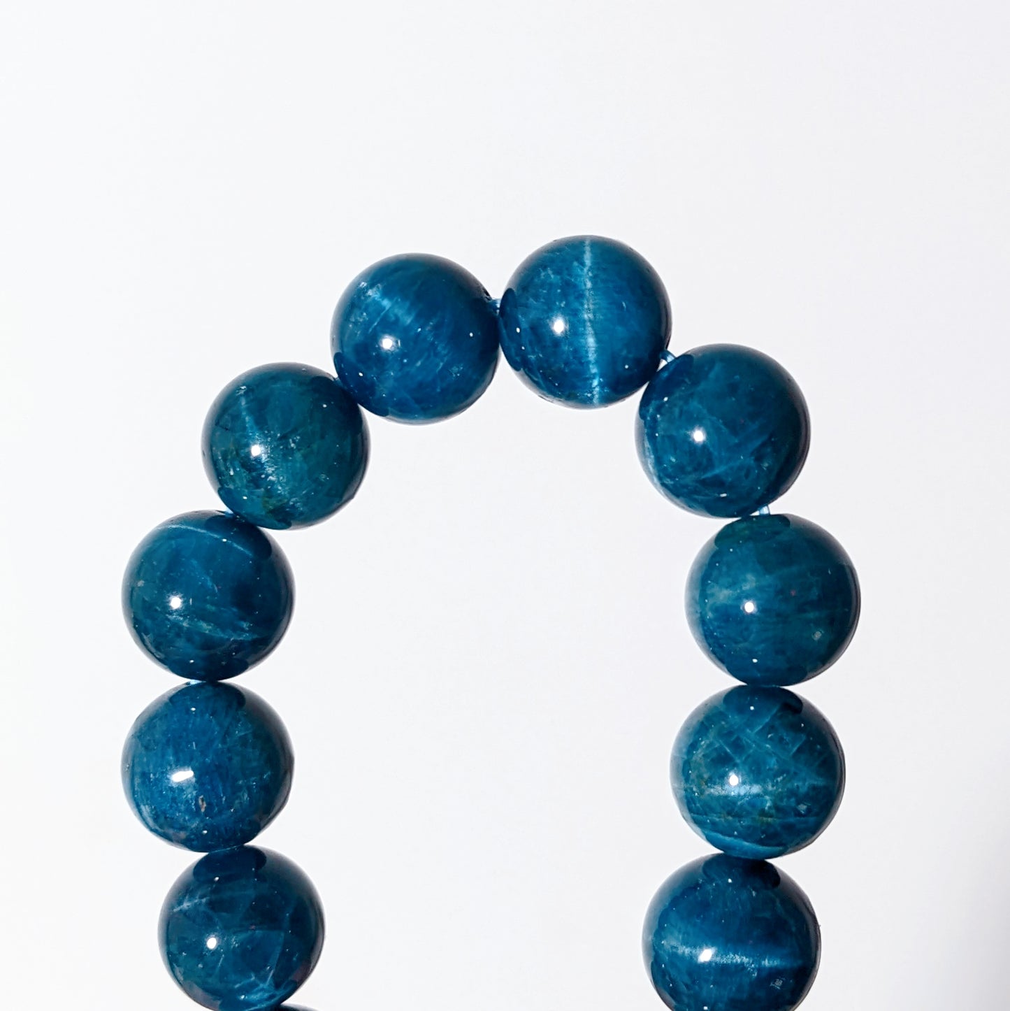 [MBAP04] Cat Eye Blue Apatite Beaded Bracelet 老礦貓眼藍磷灰手串 11mm