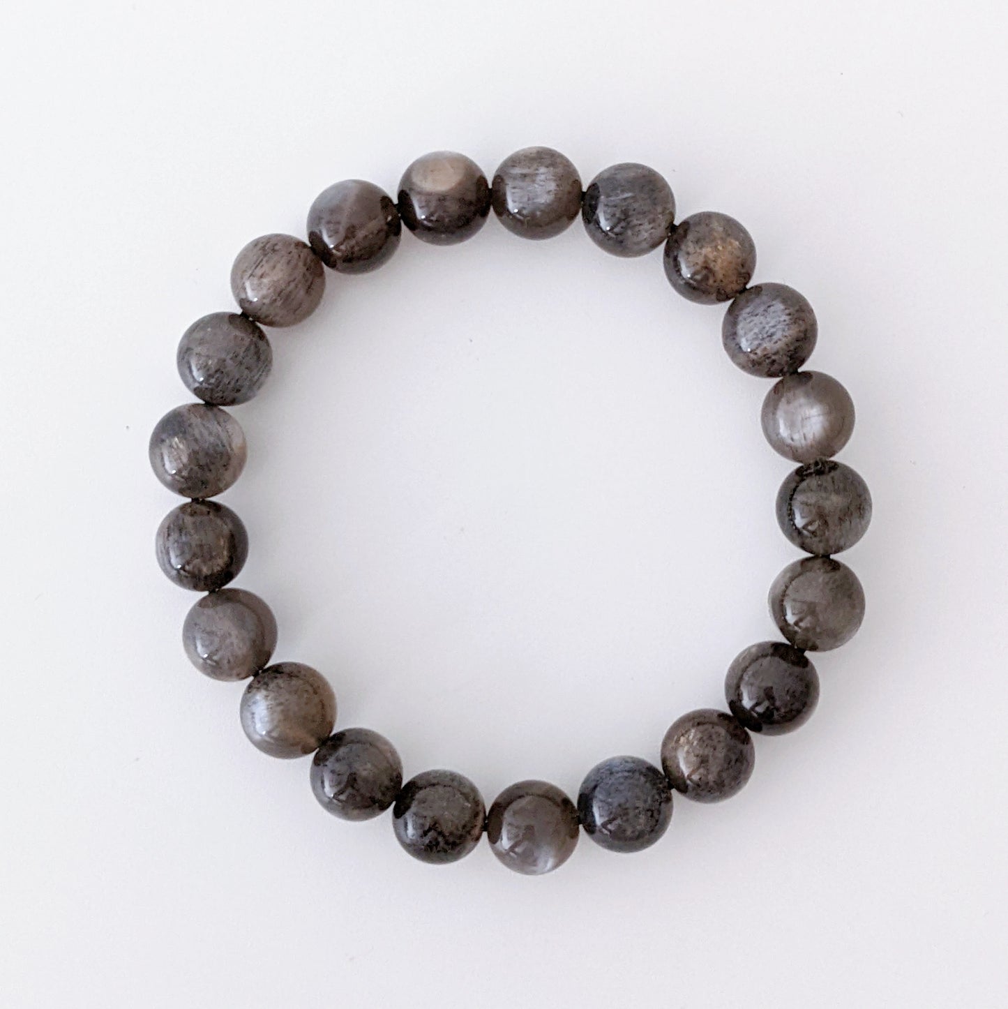 [MBSU08] Black Sunstone Beaded Bracelet 高品黑太陽石手串 9mm