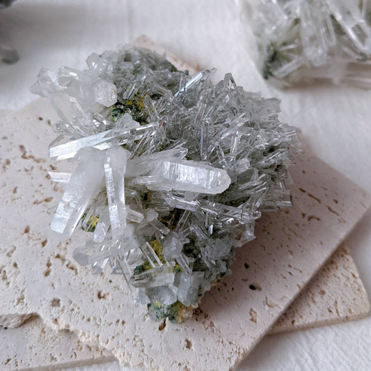 [LE01] Rare Water Clear Green Lemurian Cluster Premium Grade