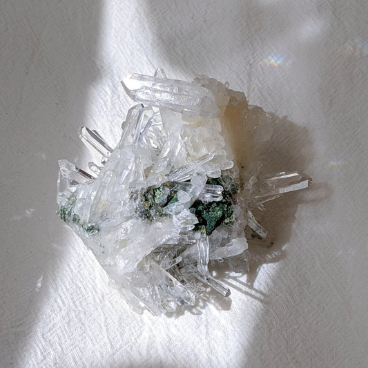 [LE02] Rare Water Clear Green Lemurian Cluster Premium Grade