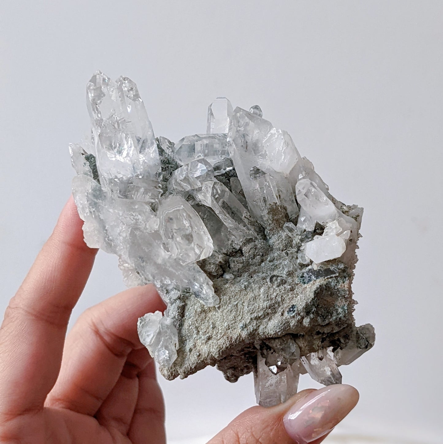 [LE04] Rare Water Clear Green Lemurian Cluster Premium Grade (Record Keeper)