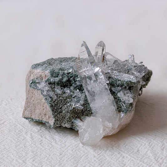 [LE06] Rare Water Clear Green Lemurian Cluster Premium Grade (Record Keeper)