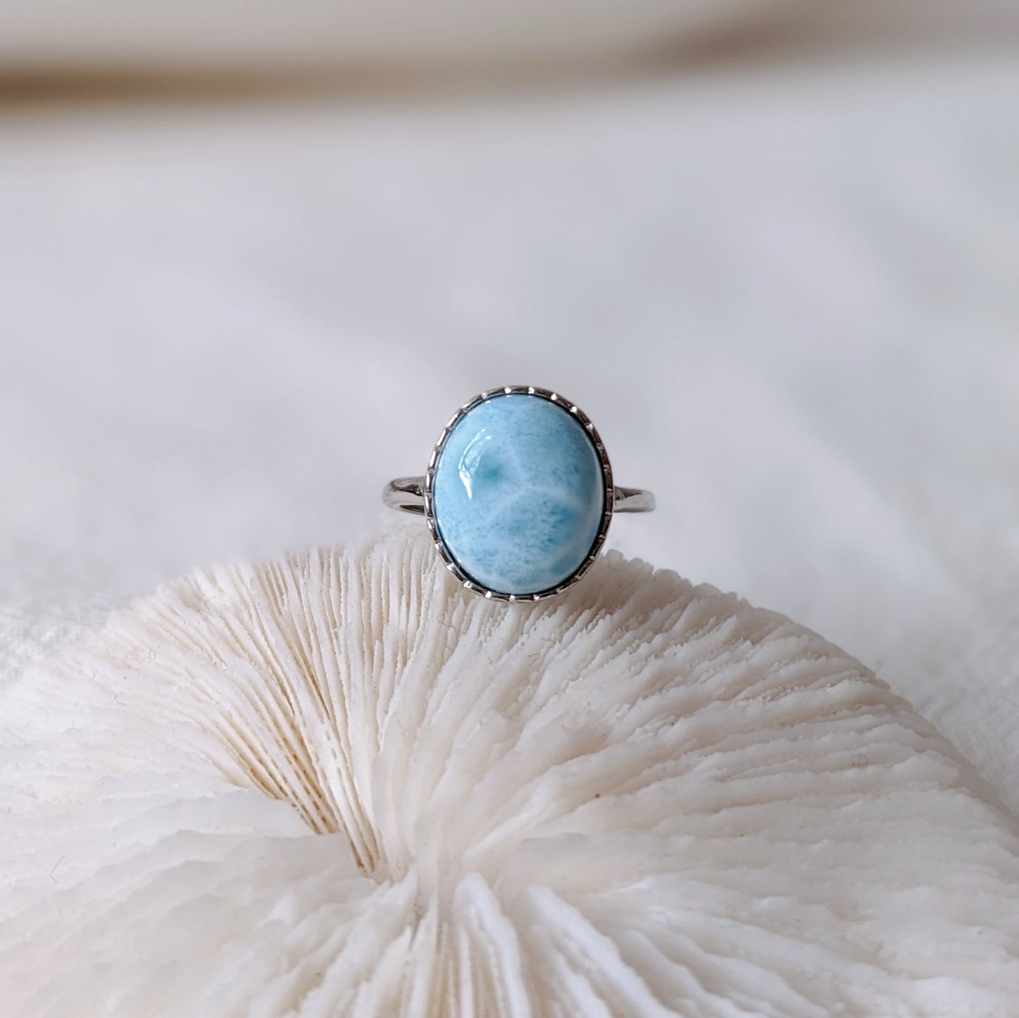 [MRLA02] Larimar Silver Ring 拉利瑪海紋石銀戒指