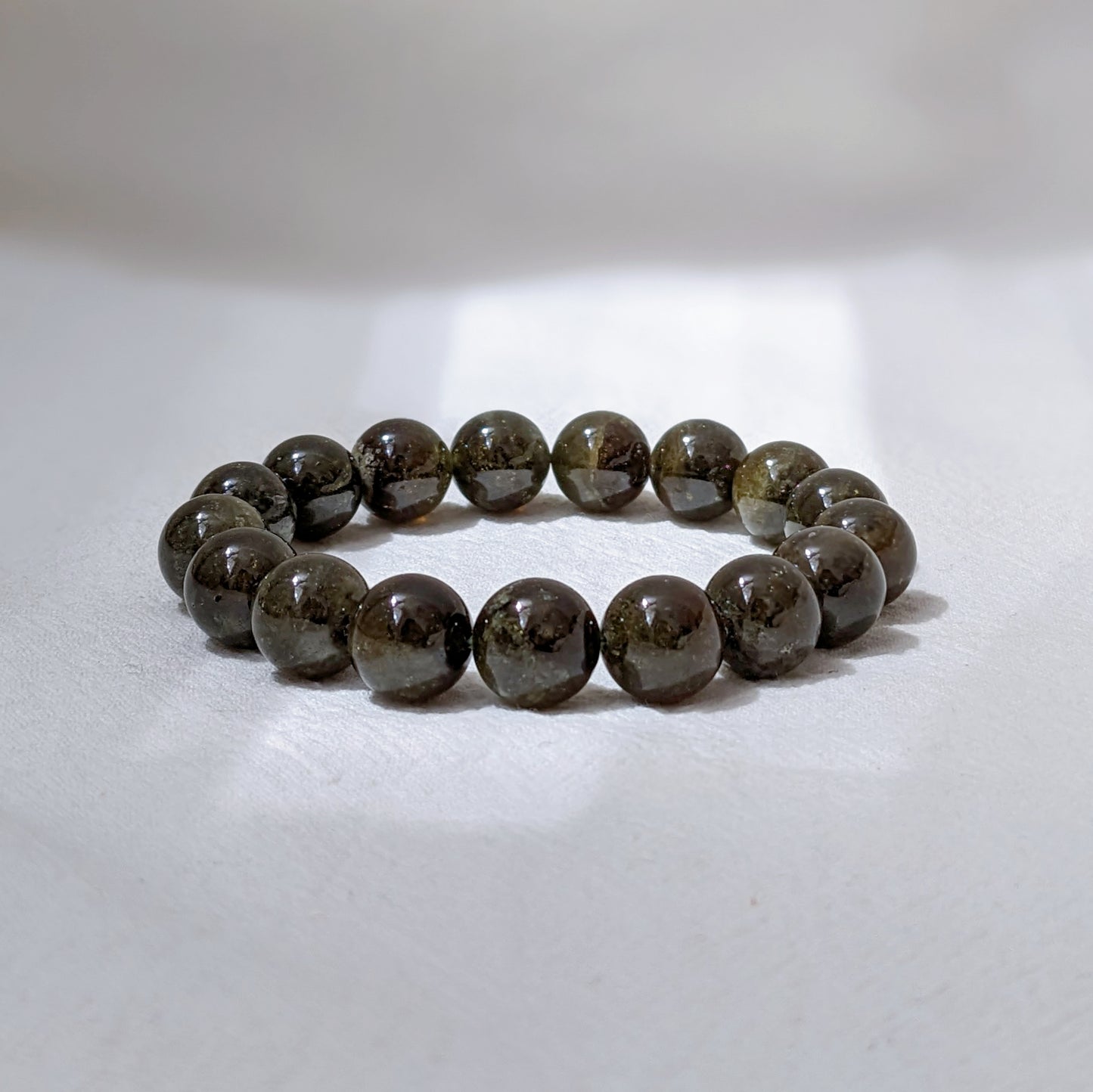 [MBGG01] Green Grossular Garnet Beaded Bracelet 翠石榴手串 13mm