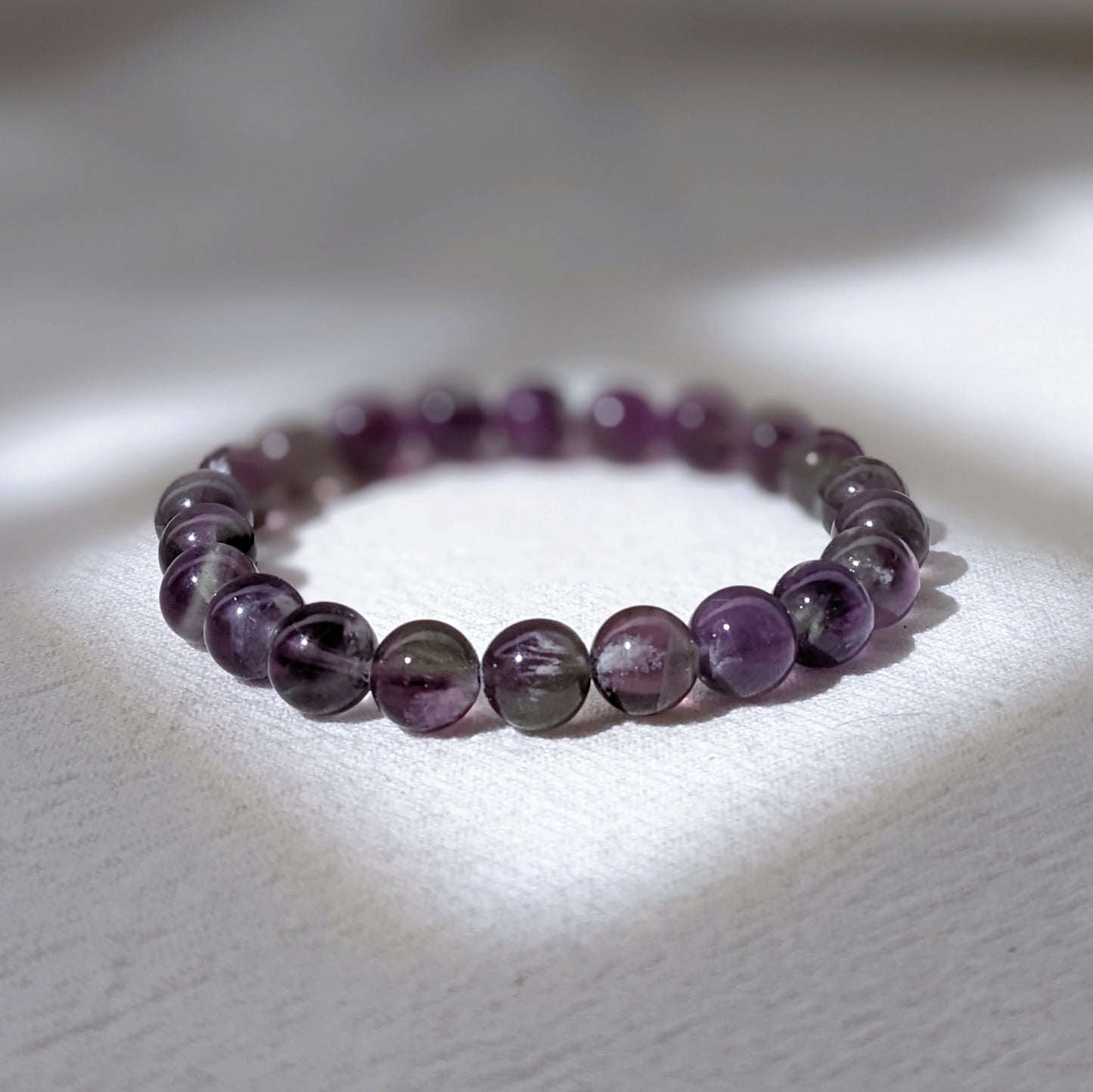 [MBFL03] Purple Fluorite Beaded Bracelet 紫羽毛螢石手串 8+mm