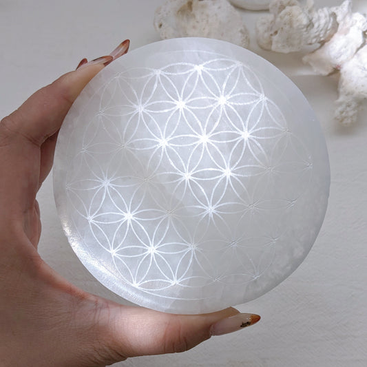 [SEPL05] Flower of Life Selenite Plate 10cm