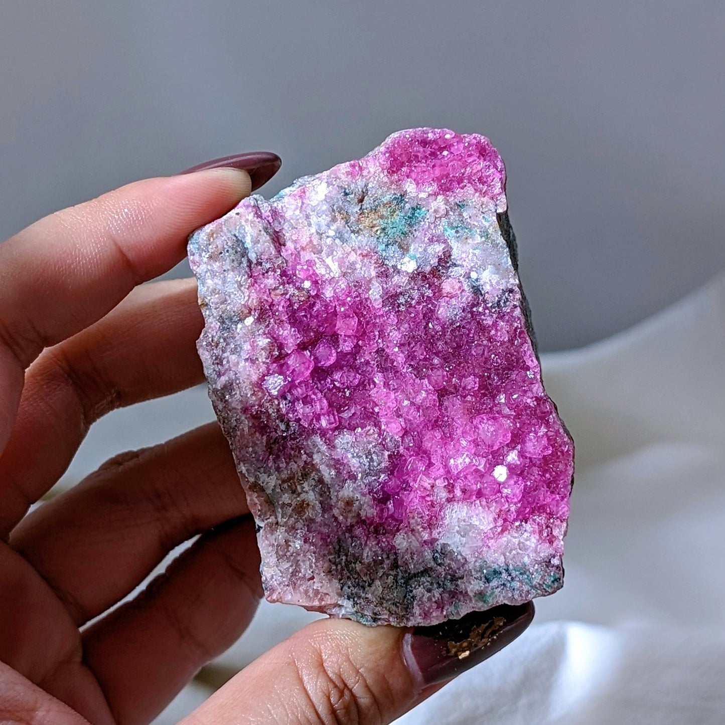 [CC06] Neon Magenta Cobaltocalcite with Malachite, Congo