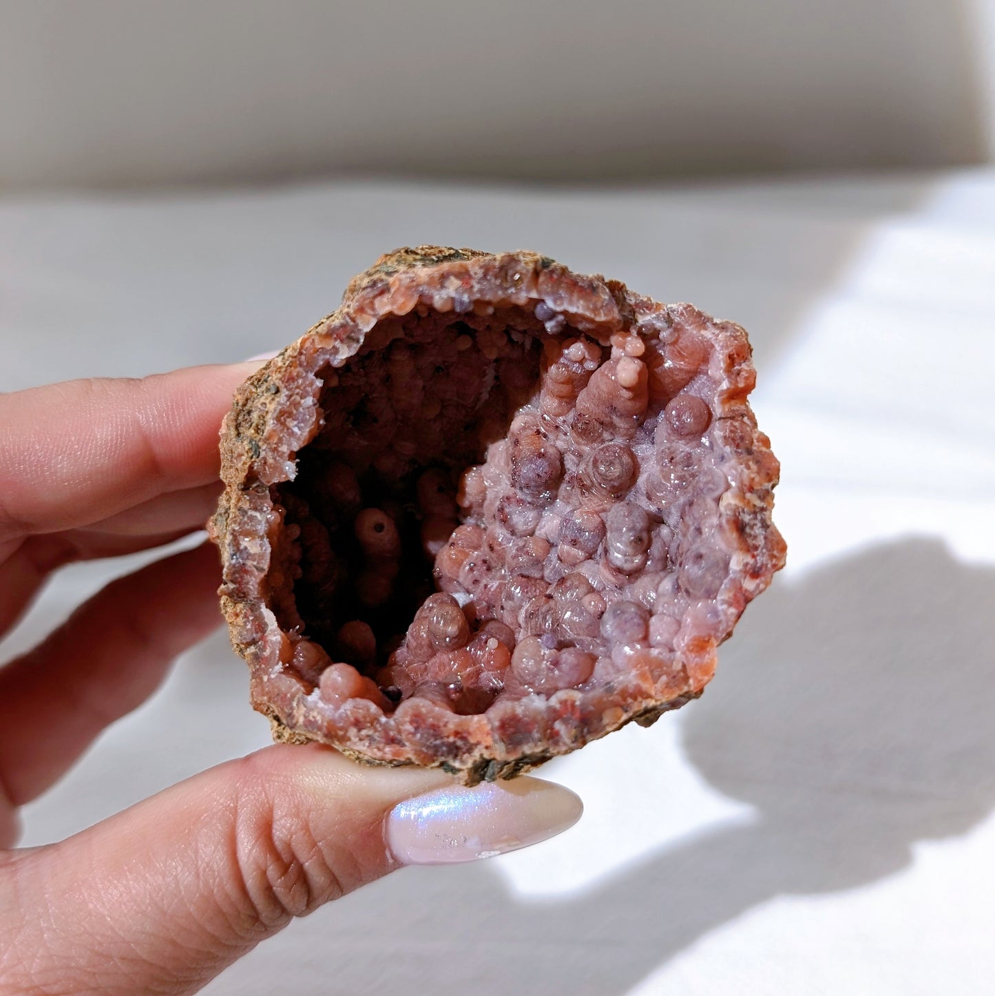 [CD02] Pink Chalcedony Stalactite Geode 摩洛哥粉紅瑪瑙洞