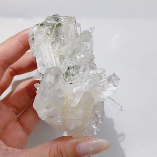 [LE02] Rare Water Clear Green Lemurian Cluster Premium Grade