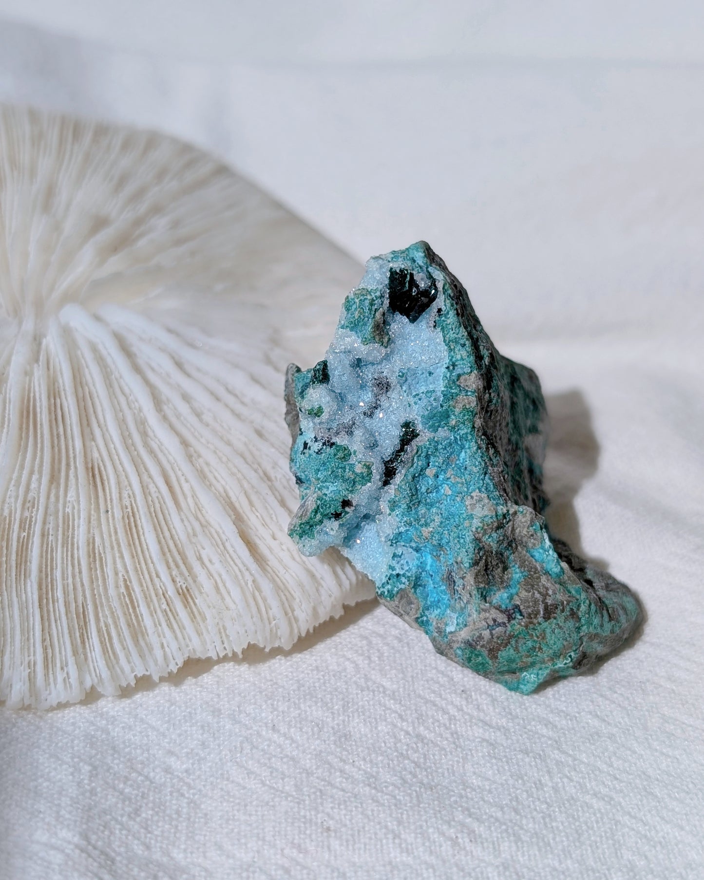 [CY14] Druzy Chrysocolla Malachite, Congo 孔雀礦矽孔雀礦石英共生