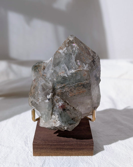 [HQ06] Himalayan Elestial Quartz with green lodolite & specularite (alligator+record keeper), Pakistan