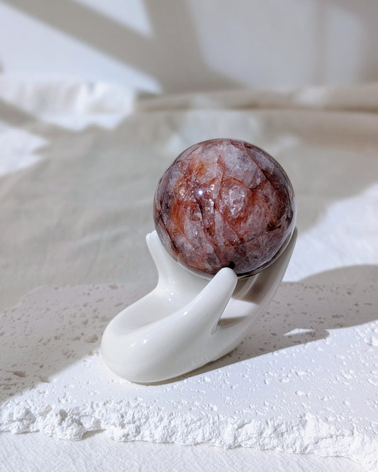[SPFI02] Hematite Quartz Sphere 5cm with acrylic stand 彩虹赤鐵礦水晶球連膠底座