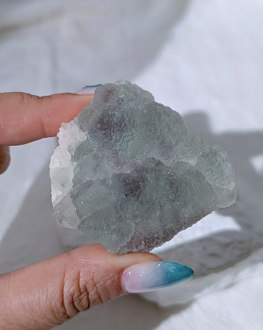 [FL33] Green Fluorite with Quartz Flower 福建紫綠螢石白水晶花