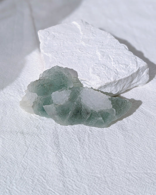 [FL34] Green Fluorite with Quartz Flower 福建綠螢石白水晶花