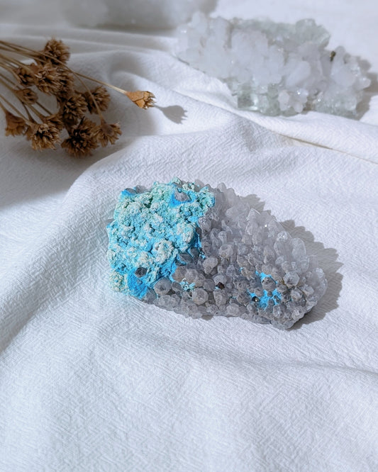 [CY07] Chrysocolla with Quartz and Pyrite 矽孔雀石石英黃鐵礦共生