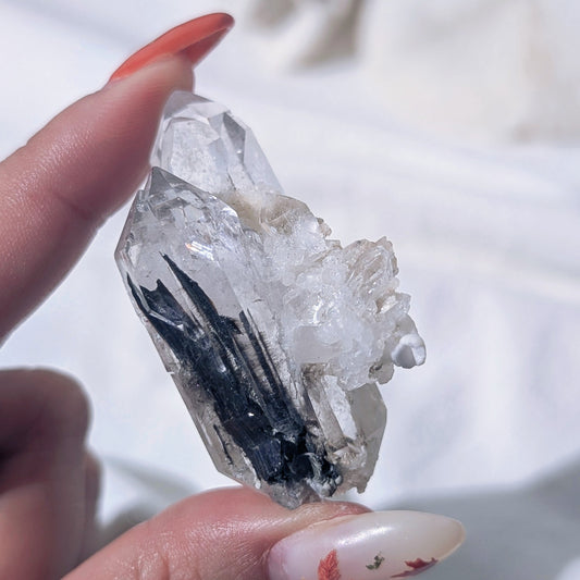 [BR04] Rare Double Terminated Twin Brookite Specimen, Pakistan 雙尖雙生黑銀鈦礦標