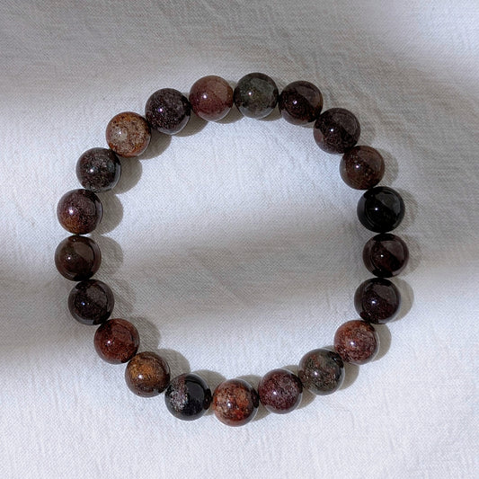 [MBLD08] Red Lodolite Beaded Bracelet 滿盆紅幽靈手串 9mm