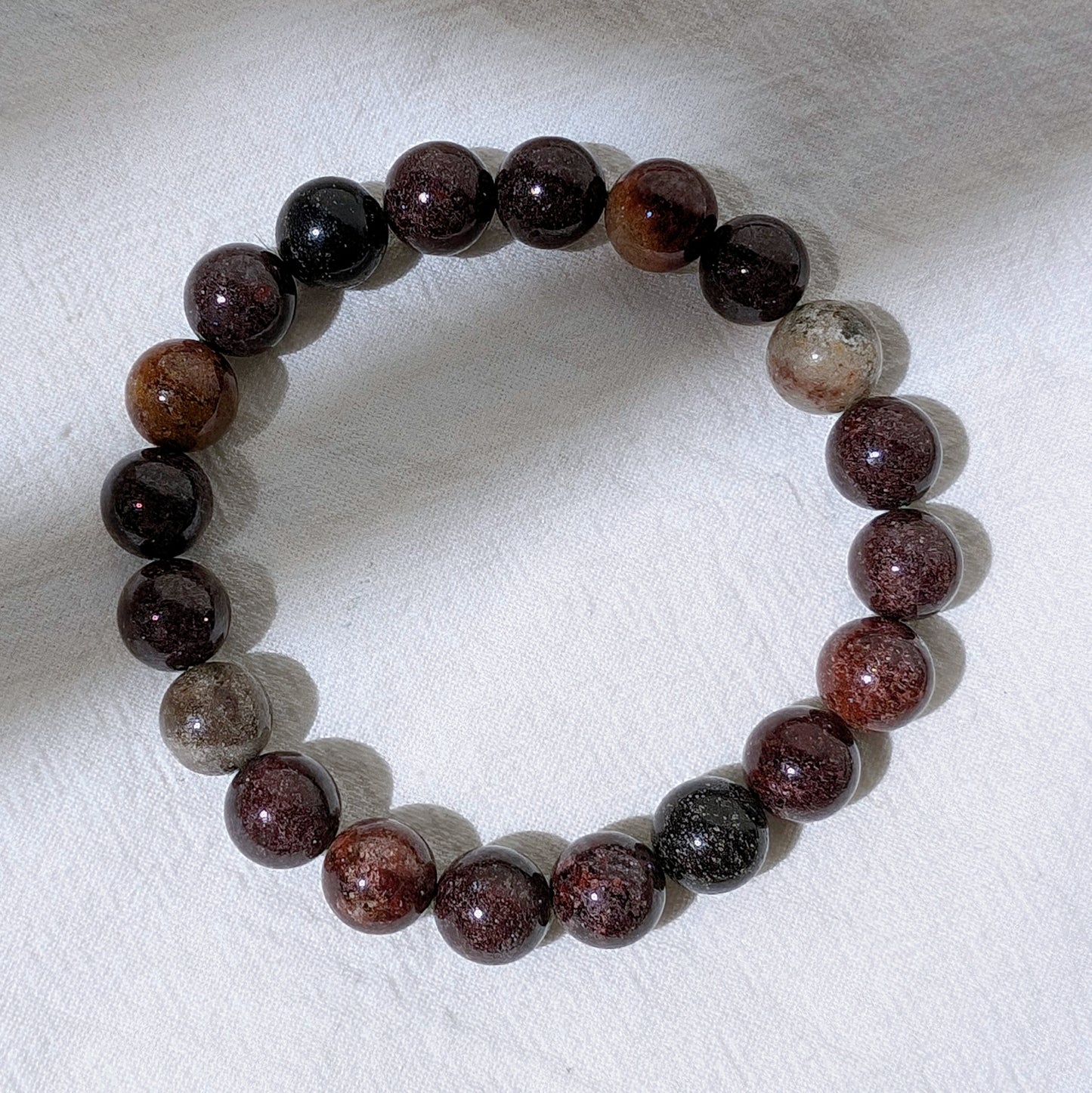 [MBLD07] Red White Lodolite Beaded Bracelet 滿盆紅白幽靈手串 10mm