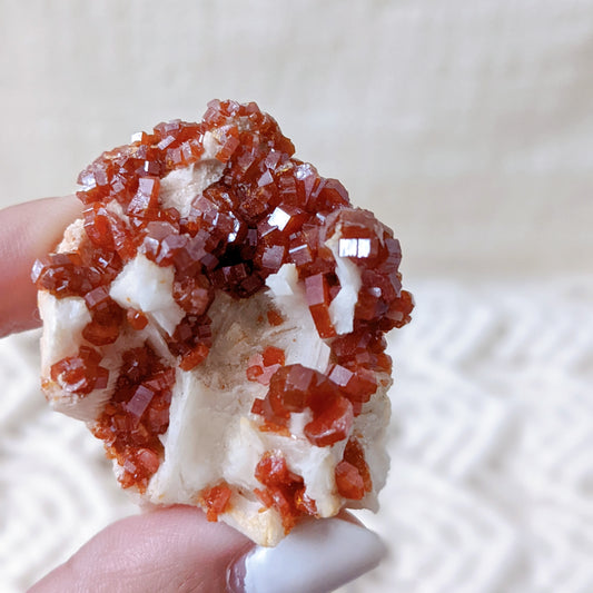 [VD01] High Grade Vanadinite on White Barite 精品摩洛哥釩鉛礦重晶石共生