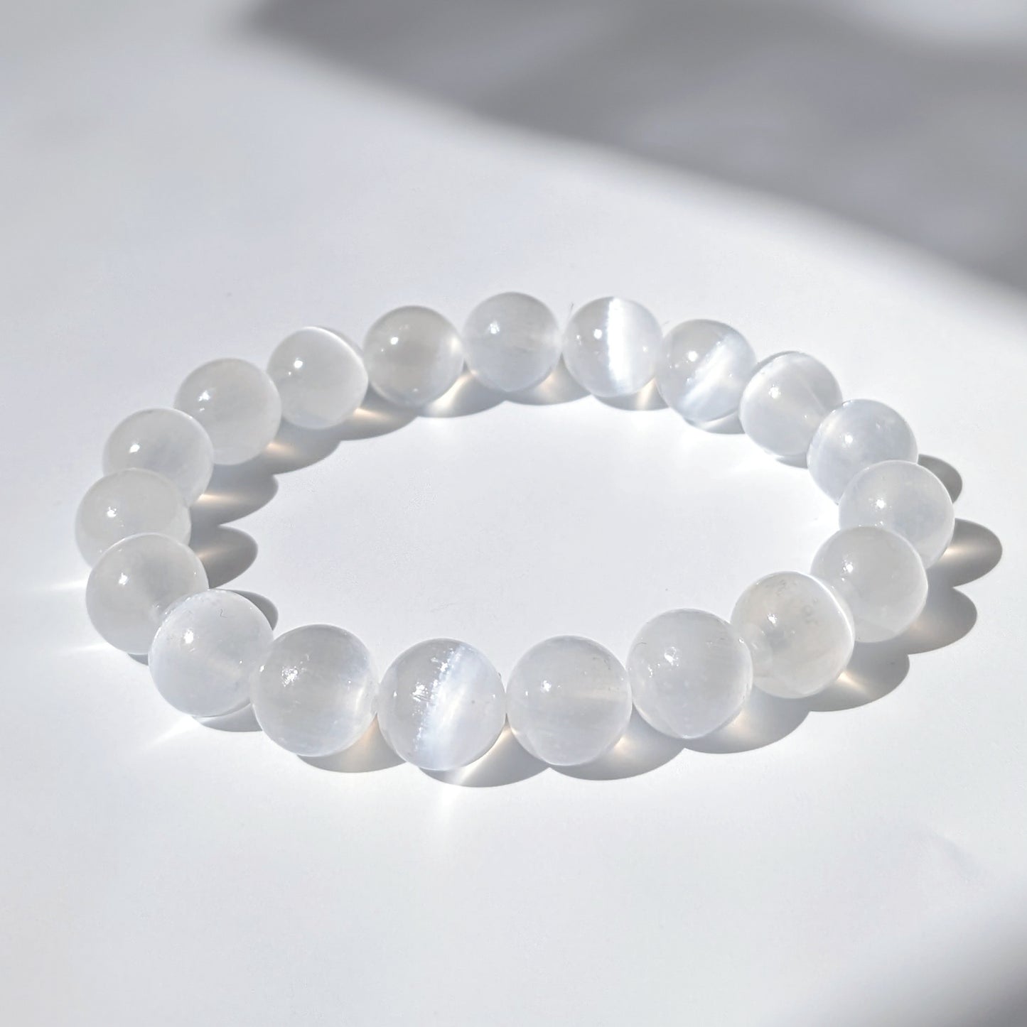 [MBSE01] Selenite Beaded Bracelet 貓眼透石膏 10+mm