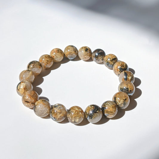 [MBGR02] Golden Rutilated Quartz Beaded Bracelet 高品碟鈦晶 10mm