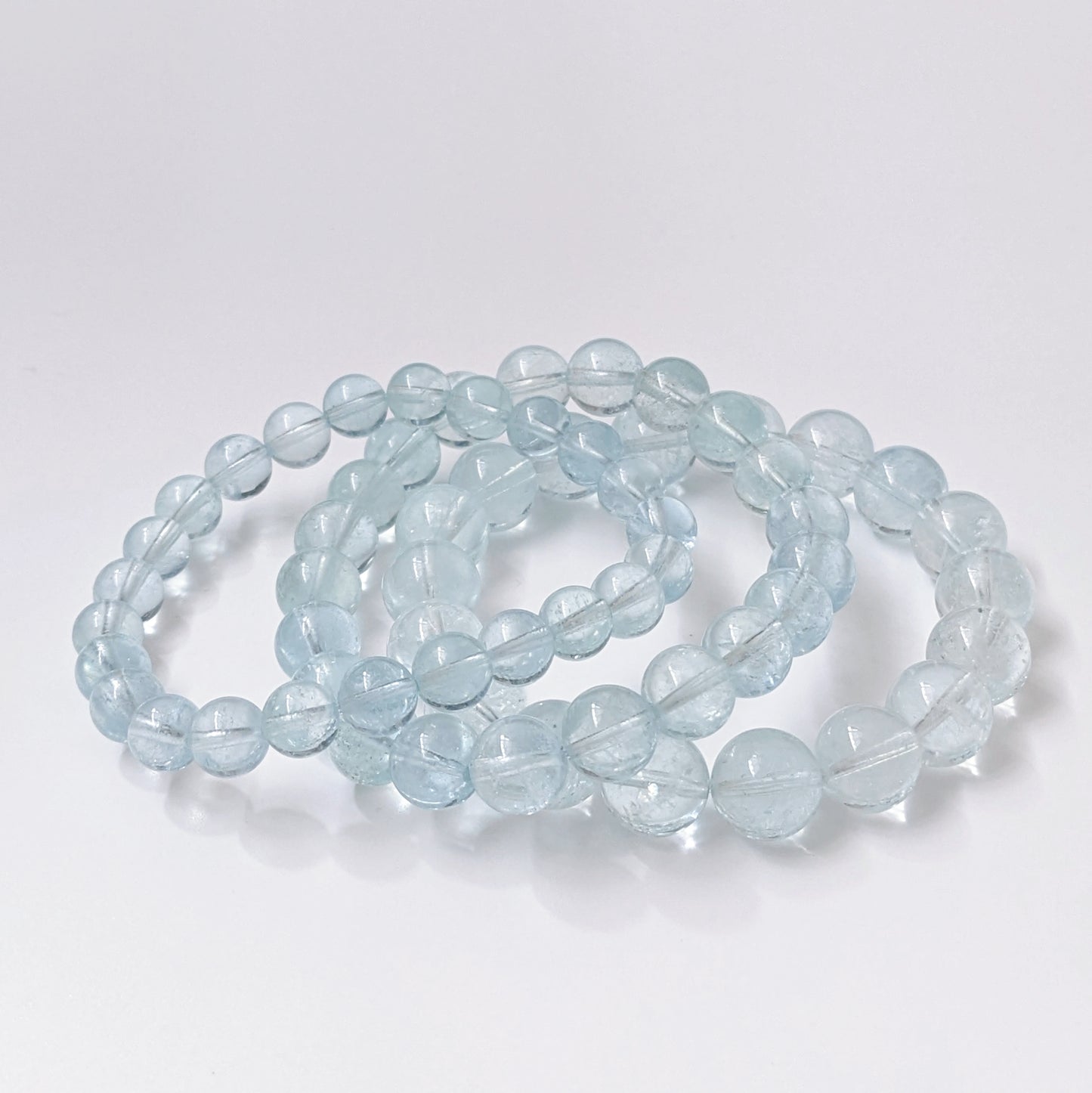 [MBAQ01] High Grade Aquamarine Beaded Bracelet 高品冰透海藍寶 7-11mm