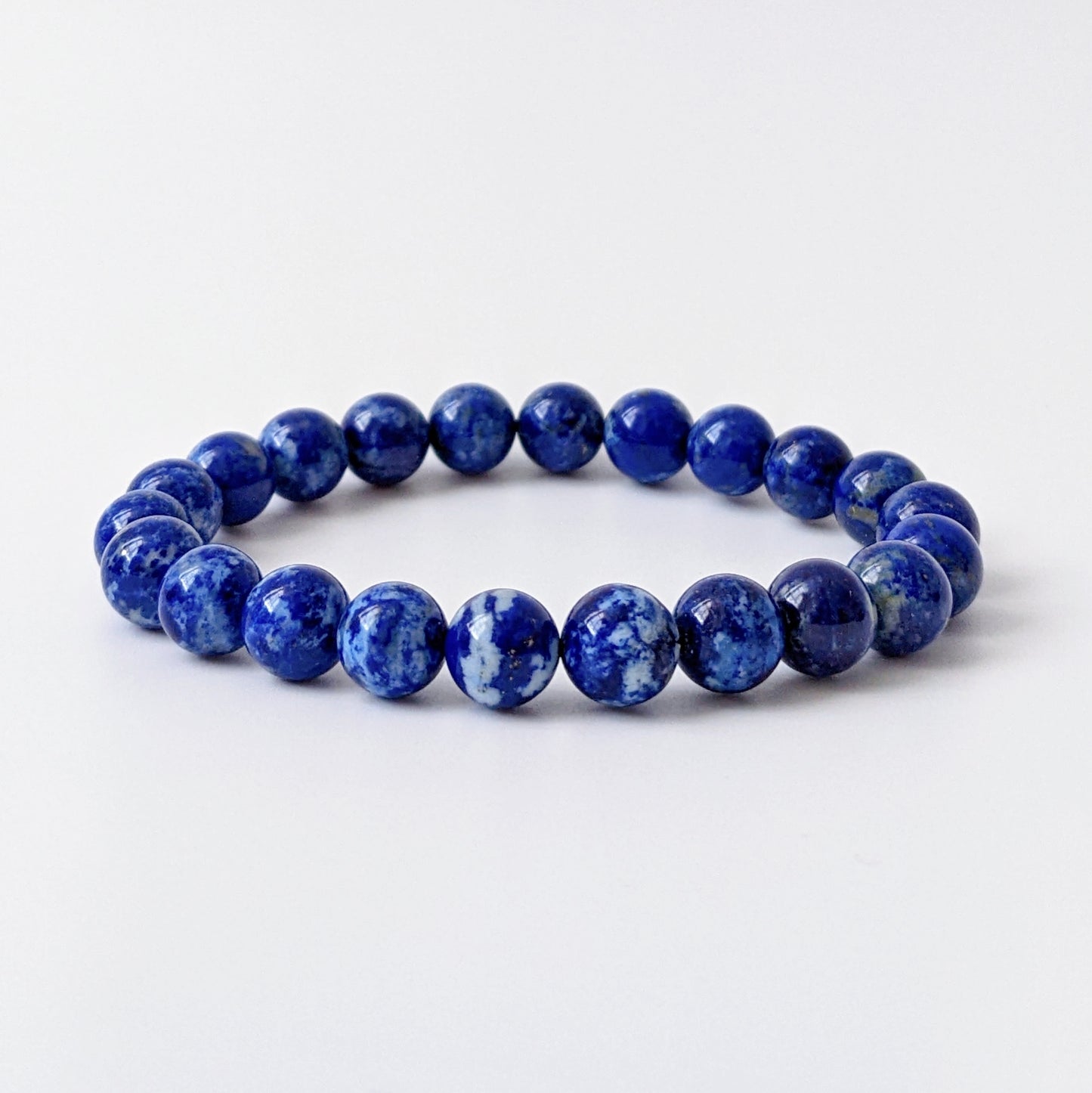 [MBLL06] Lapis Lazuli Beaded Bracelet 玉化老礦青花紋青金石手串 9mm