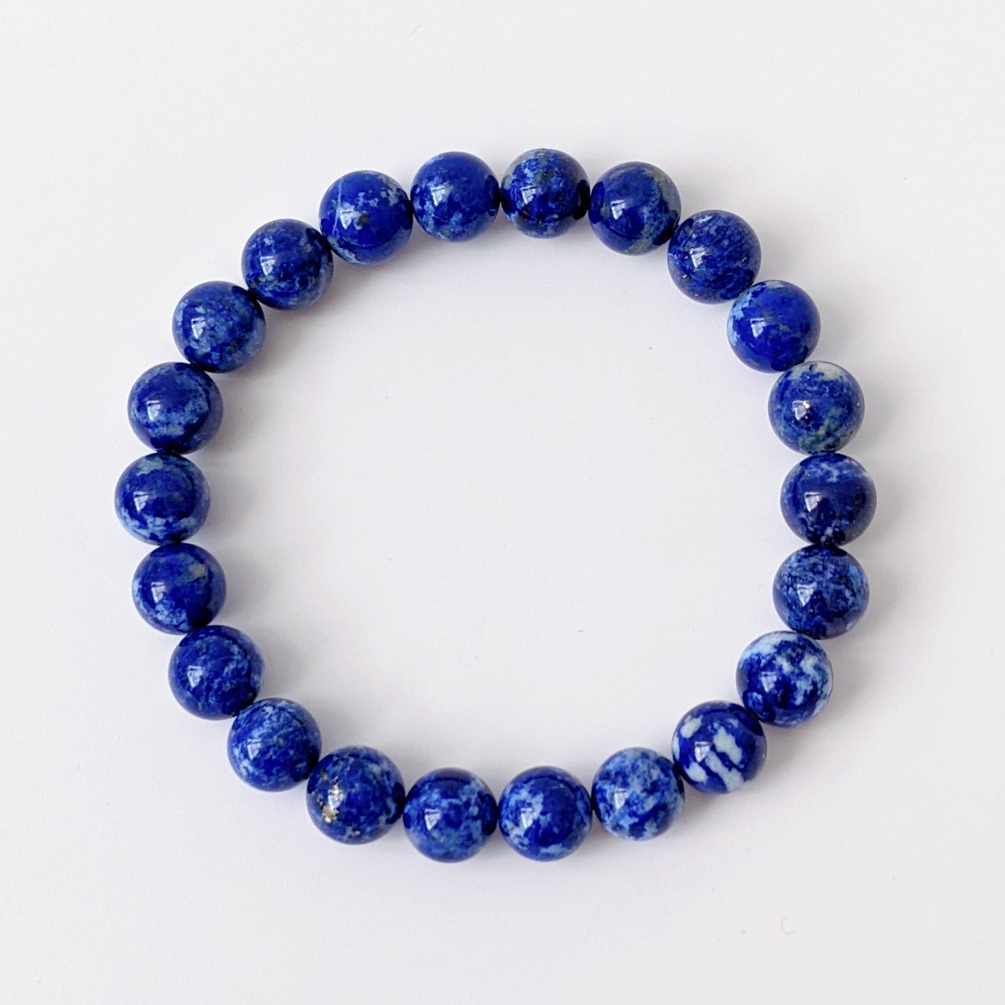 [MBLL06] Lapis Lazuli Beaded Bracelet 玉化老礦青花紋青金石手串 9mm