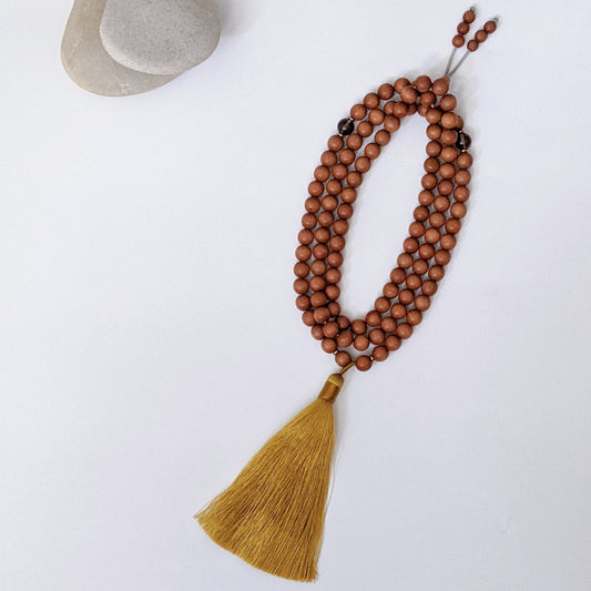 [MALA01] Root Chakra 108 Mala - Sandalwood + Smoky Quartz 檀木+茶晶108顆佛珠