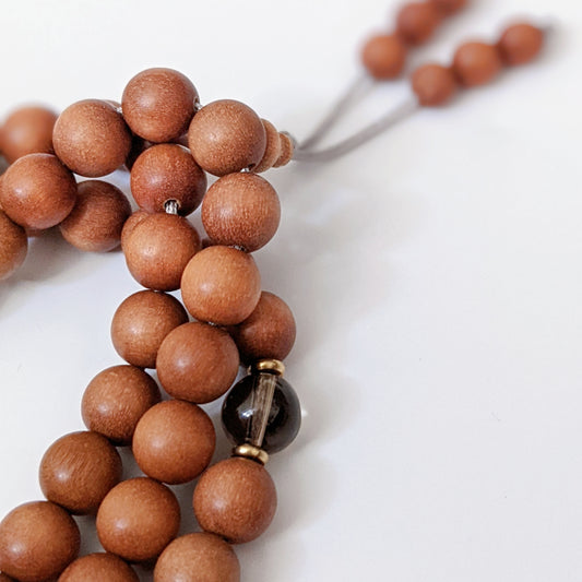 [MALA01] Root Chakra 108 Mala - Sandalwood + Smoky Quartz 檀木+茶晶108顆佛珠