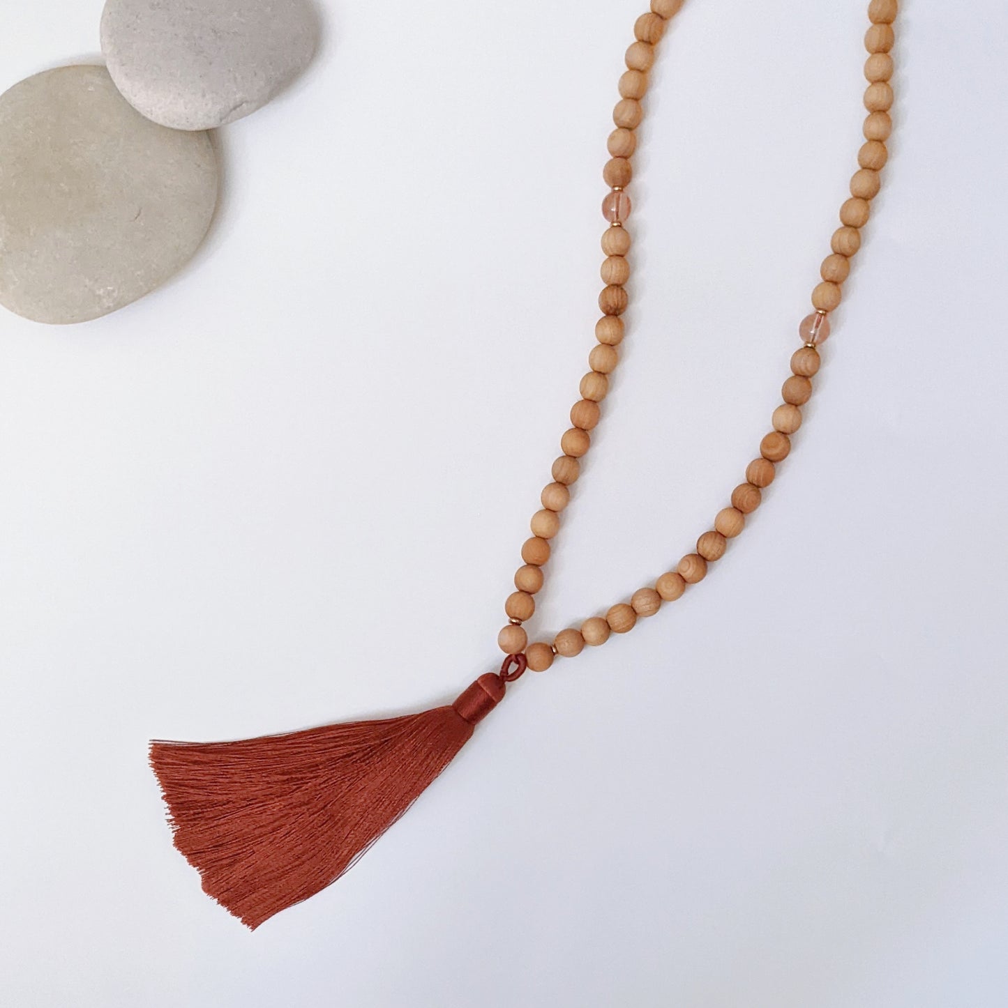 [MALA02] Sacral Chakra 108 Mala - Thuja + Fire Quartz 崖柏+紅膠花108顆佛珠