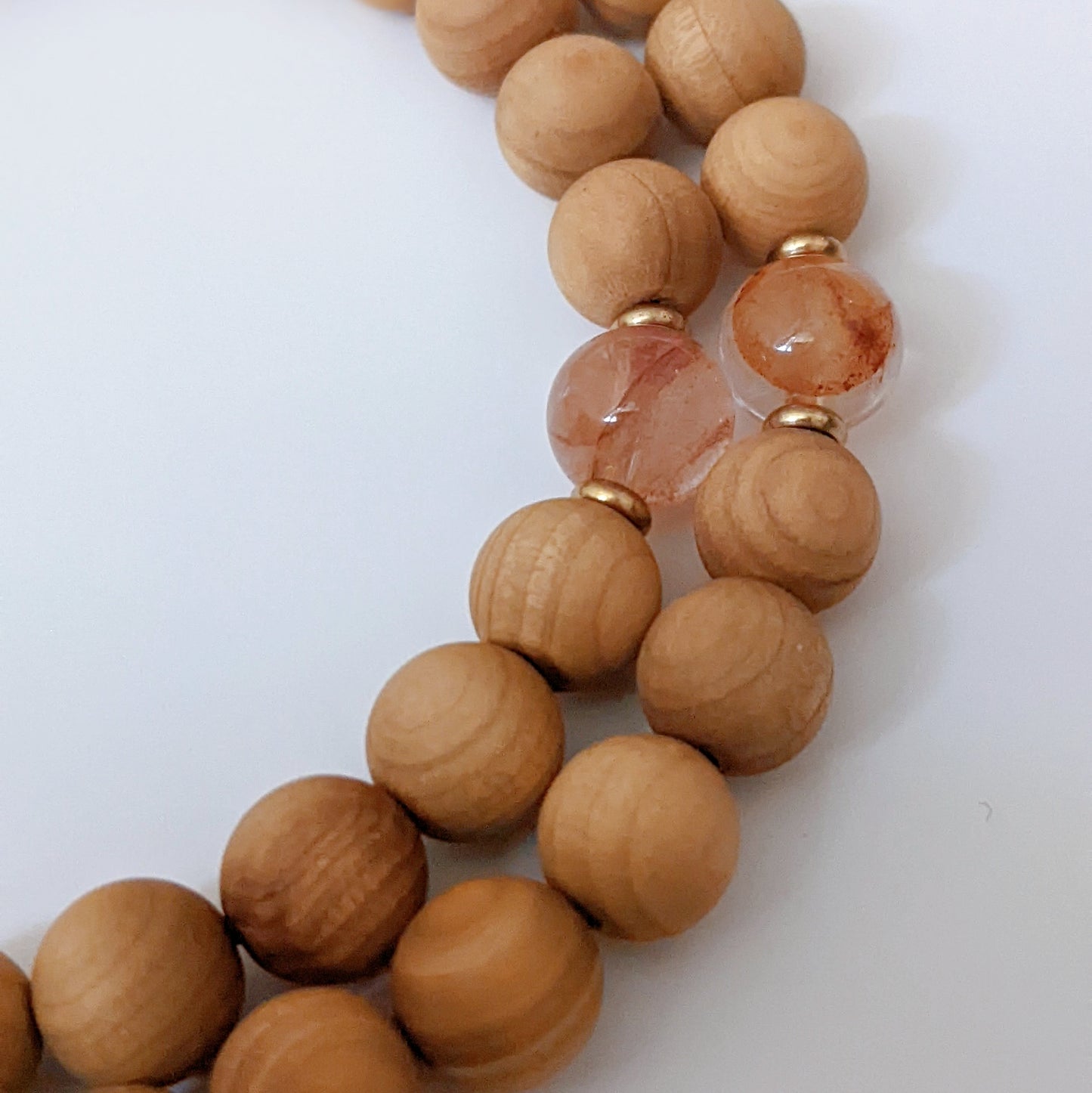 [MALA02] Sacral Chakra 108 Mala - Thuja + Fire Quartz 崖柏+紅膠花108顆佛珠