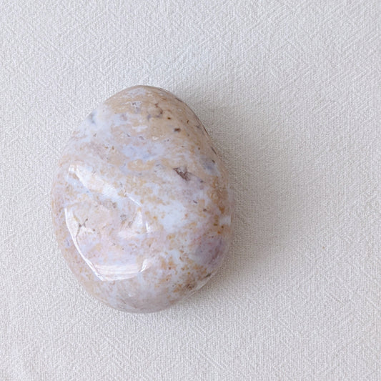 [OJ02] Pastel color Ocean Jasper Palm Stone 粉色海洋碧玉把件