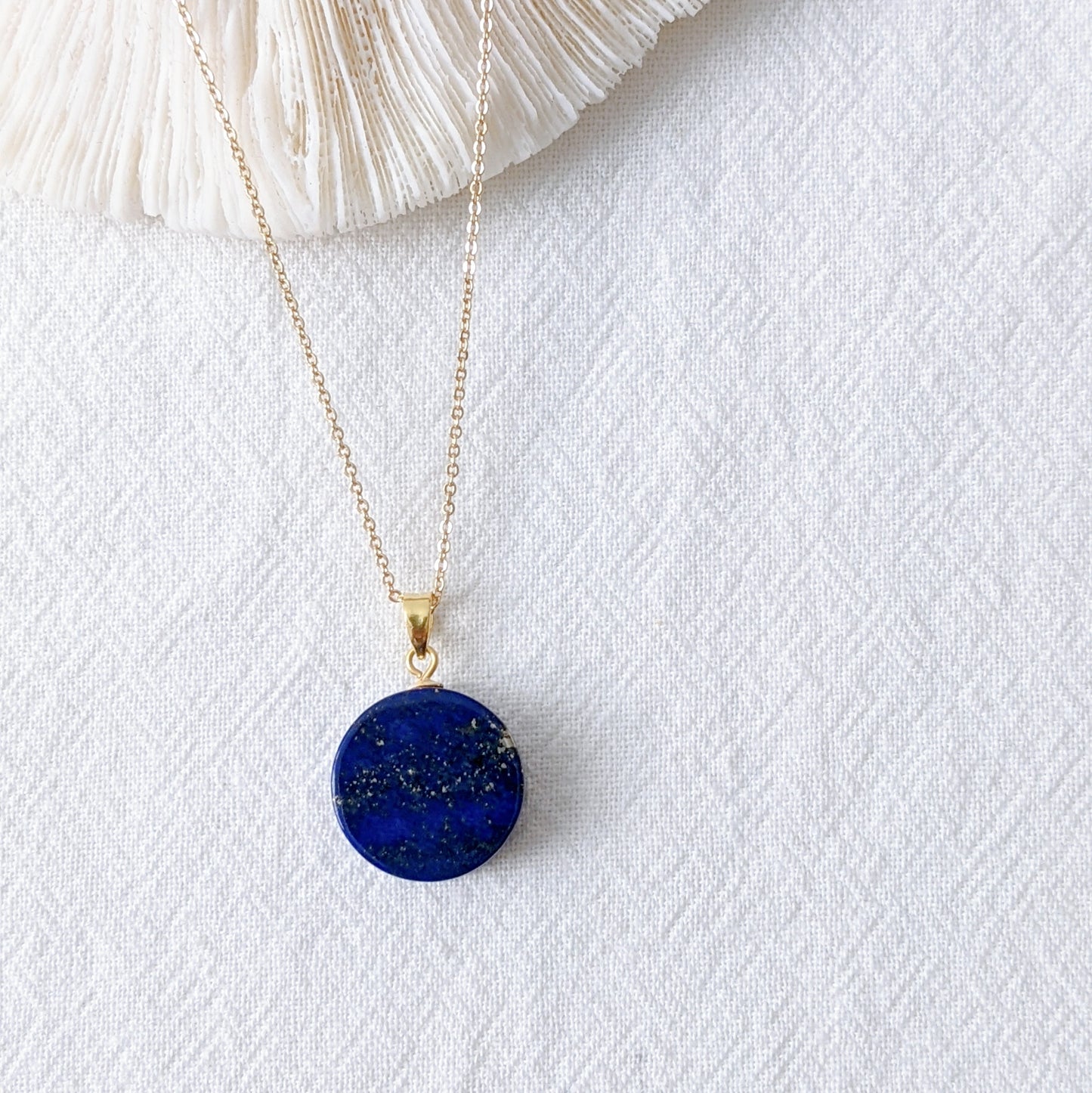 [MNLL02] Lapis Lazuli Pendant Necklace 老礦青金石小圓牌吊咀頸鍊