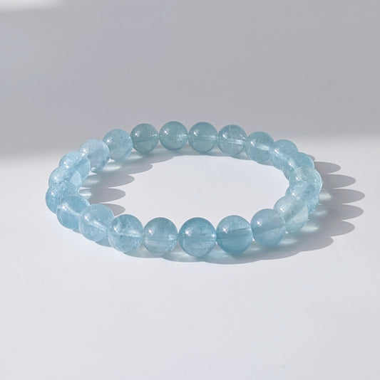 [MBAQ06] Aquamarine Beaded Bracelet 天空藍海藍寶 9mm