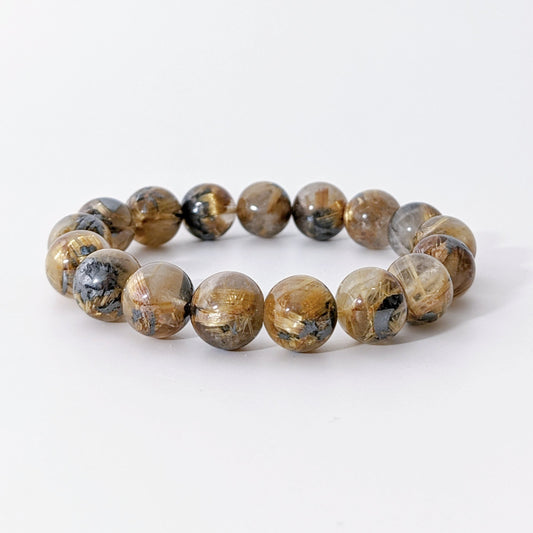 [MBGR03] Golden Rutilated Quartz Beaded Bracelet 高品碟鈦晶 10mm