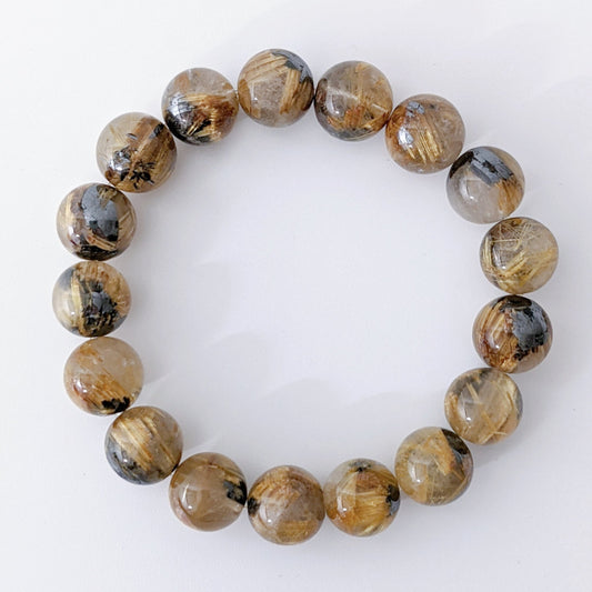 [MBGR03] Golden Rutilated Quartz Beaded Bracelet 高品碟鈦晶 10mm