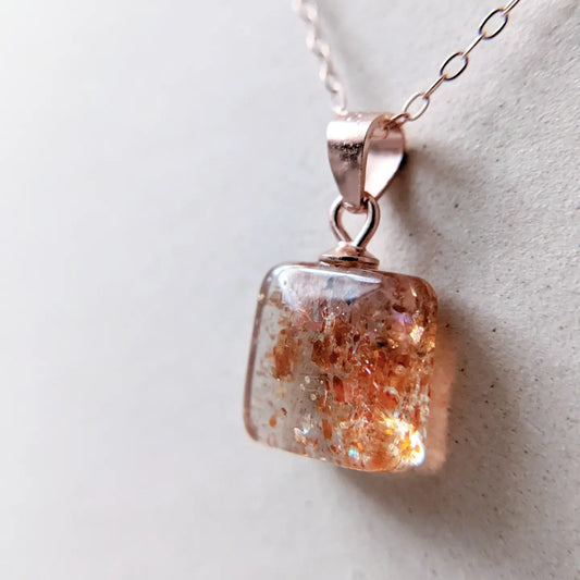 [MNSU01] Sunstone Pendant Rose Gold s925 Necklace 太陽石吊咀s925銀玫瑰金頸鍊